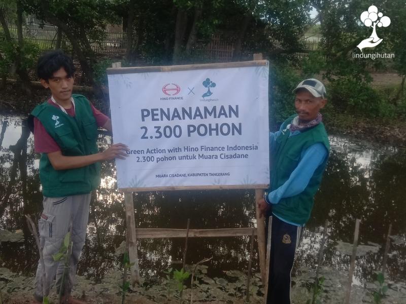 Penanaman mangrove di pinggiran muara sungai Cisadane, Tangerang.