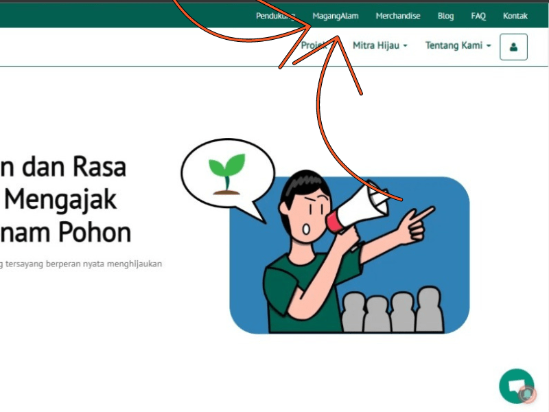 Tampikan website saat mendaftar magangalam.