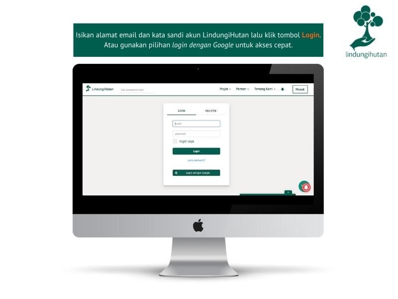 Tampilan halaman login di komputer.