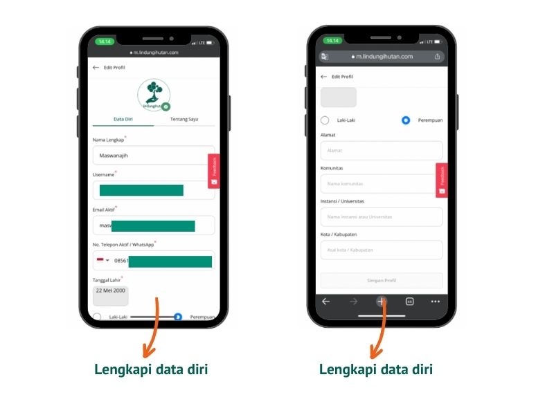 tutorial mendaftar akun LindungiHutan.