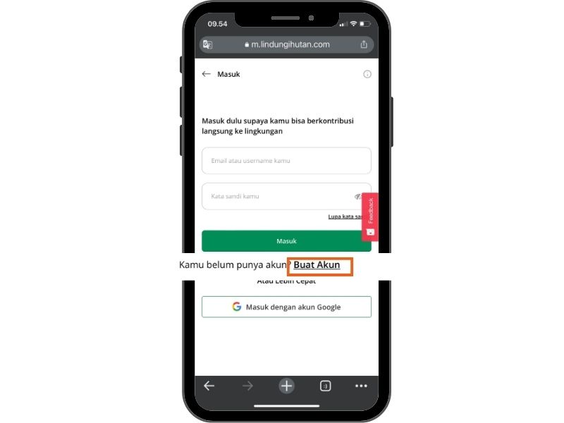 membuat akun LindungiHutan.