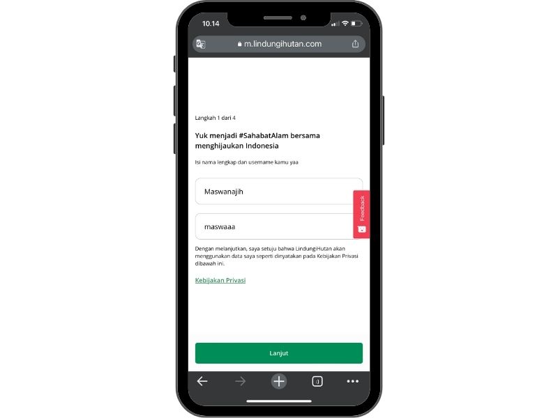 Membuat akun LindungiHutan.