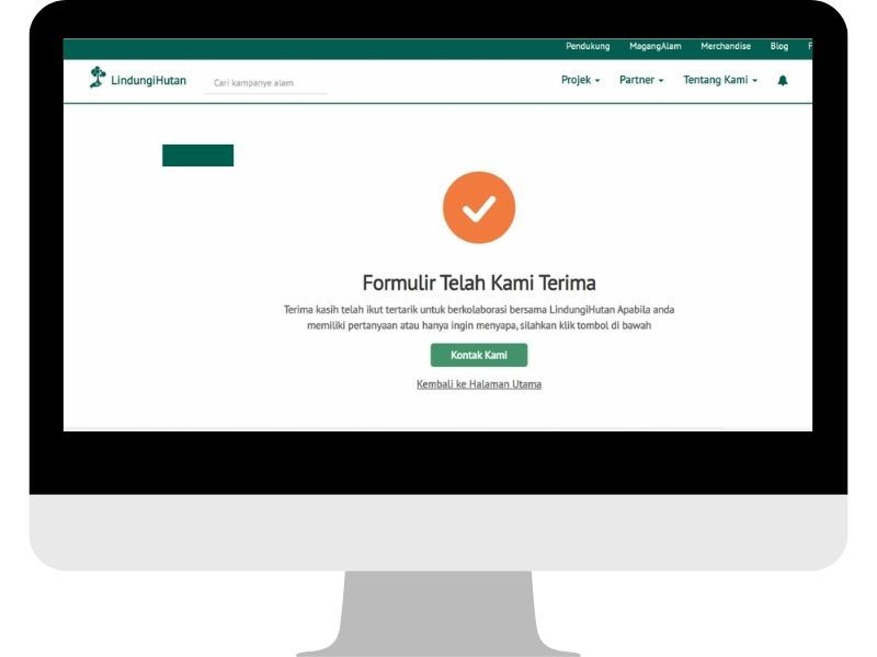 Halaman pemberitahuan formulir CollaboraTree telah tercatat di LindungiHutan.