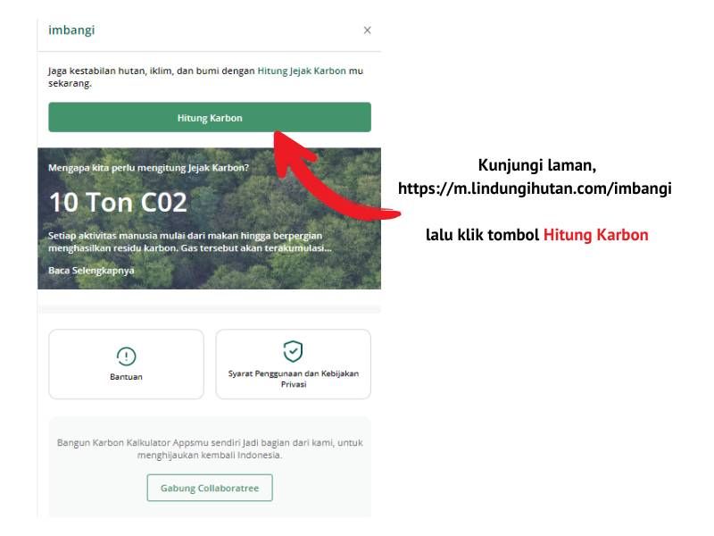 Halaman kalkulator karbon Imbangi.