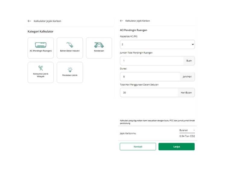 Tutorial kalkulator jejak karbon Imbangi