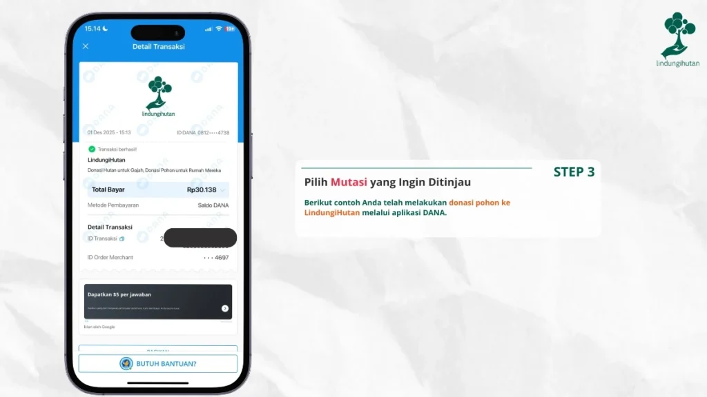 donasi pohon lindungihutan di dana