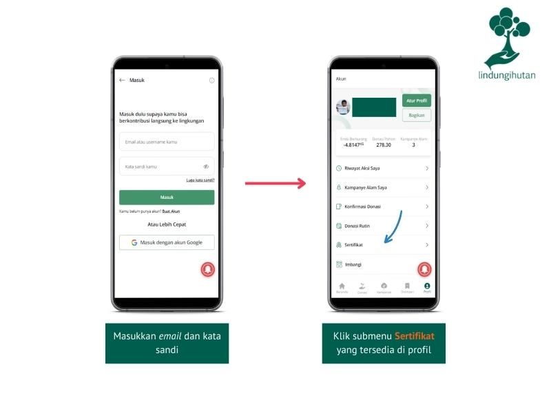 Langkah selanjutnya untuk unduh sertifikat donasi online.