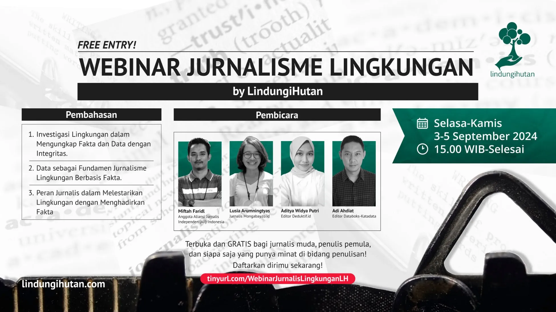 Webinar gratis jurnalistik lingkungan