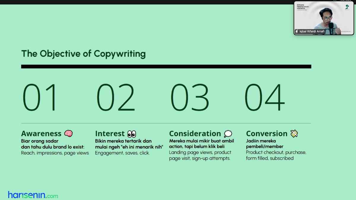 strategi konten viral copywriting objective
