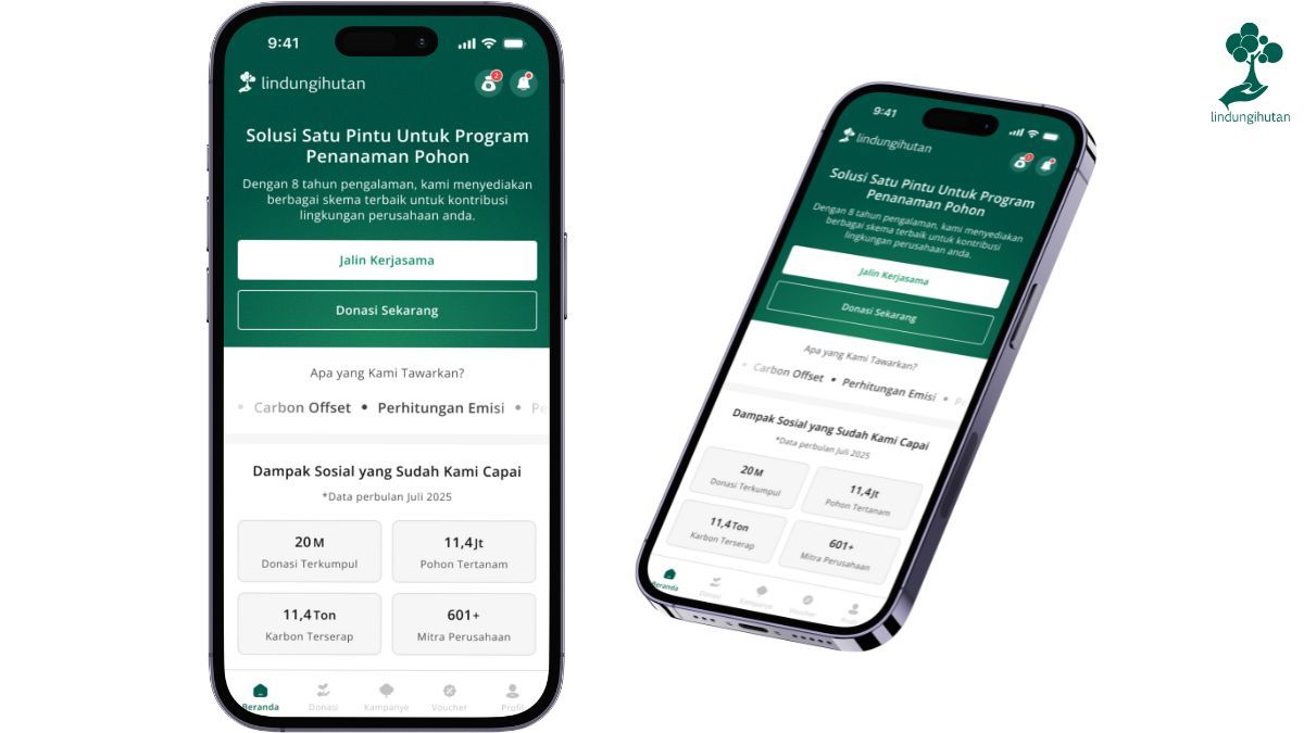 tampilan baru homepage web mobile lindungihutan pwa
