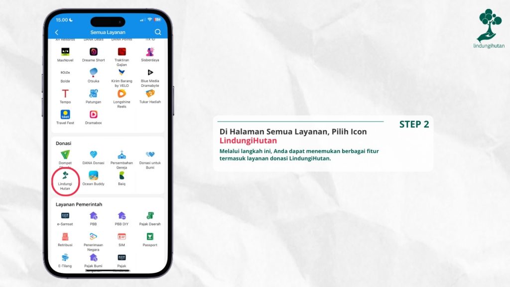 donasi pohon lindungihutan lewat aplikasi dana