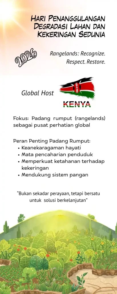 Hari Penanggulangan Degradasi Lahan dan Kekeringan Sedunia 2026: Rangelands: Recognize. Respect. Restore. 82 Inforgrafis Hari Penanggulangan Degradasi Lahan dan Kekeringan Sedunia